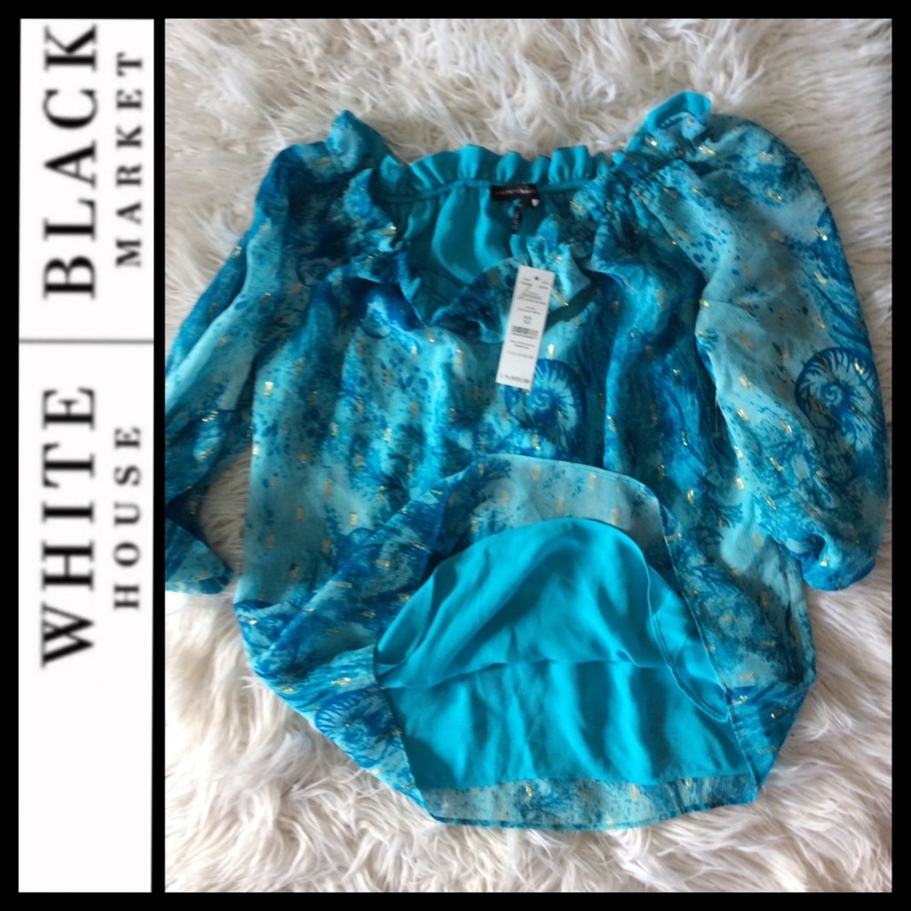 NWT WHBM Off-Shoulder Clip Dot Blouse - Picture 7 of 10